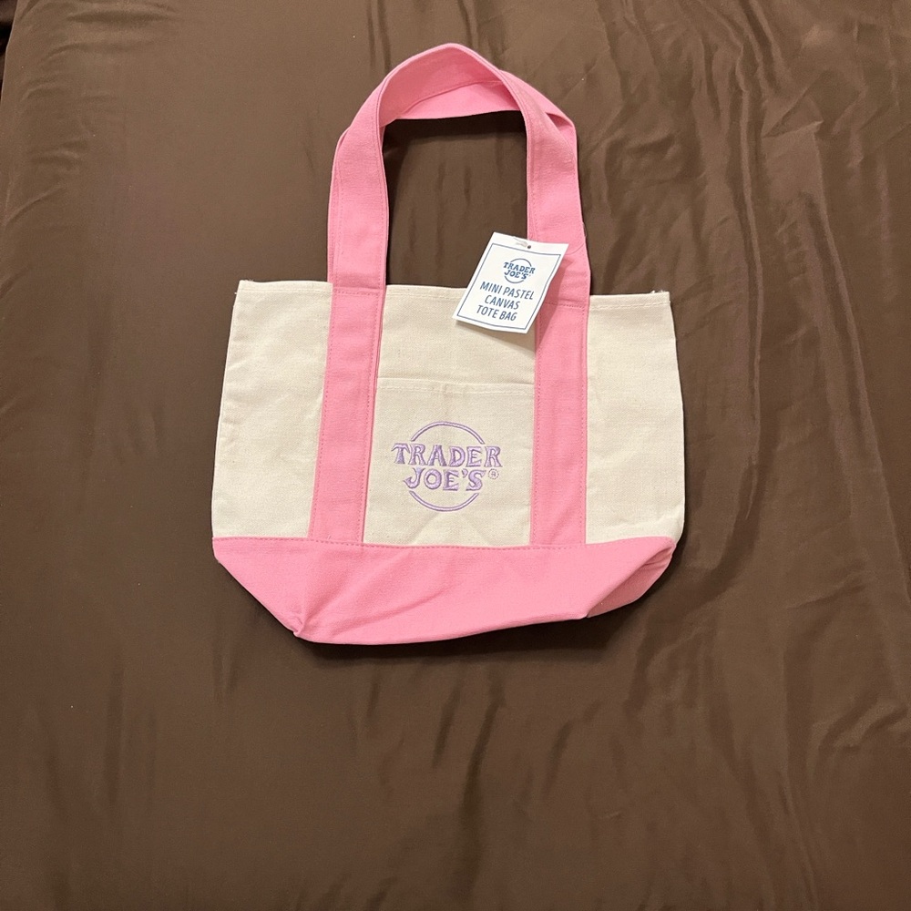 Trader Joe’s Pink and Cream Canvas mini Tote Bag